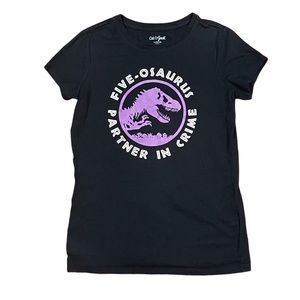 Cat & Jack Five-osaurus Partner In Crime Black Shirt with Purple Dinosaur